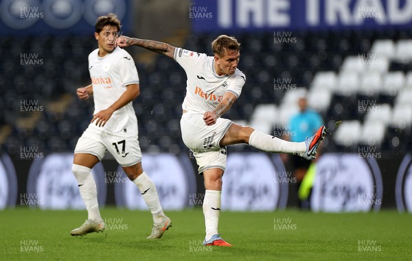120825 - Swansea City v Crawley Town, Carabao Cup - Ethan Galbraith of Swansea City scores a goal