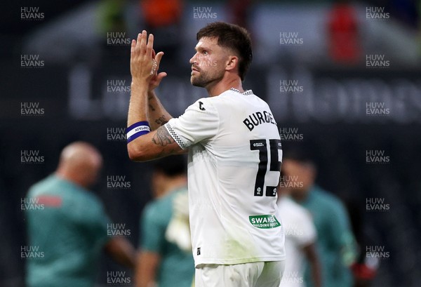 120825 - Swansea City v Crawley Town, Carabao Cup - Cameron Burgess of Swansea City thanks the fans at full time