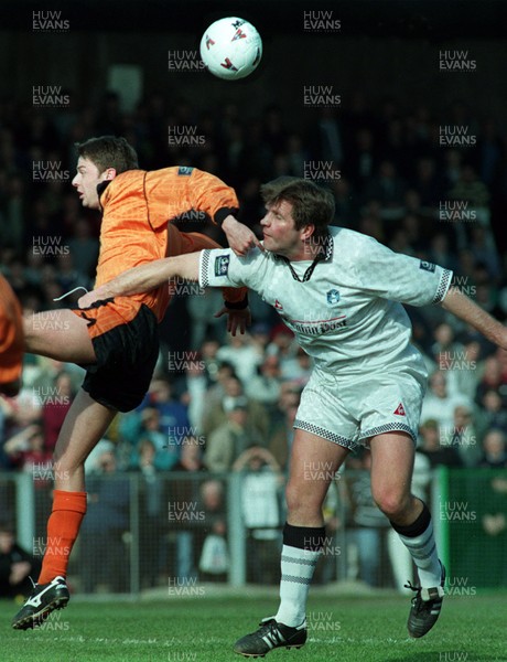 220397 - Swansea City v Darlington - Jan Molby of Swansea challenges Glen Naylor