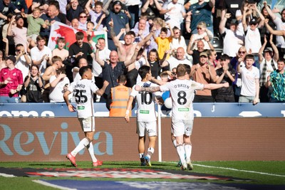 050425 - Swansea City v Derby County - Sky Bet Championship - Jisung Eom of Swansea City celebrates his goal