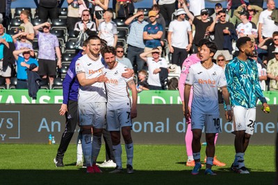 050425 - Swansea City v Derby County - Sky Bet Championship - Zan Vipotnik of Swansea City and Joe Allen of Swansea City
