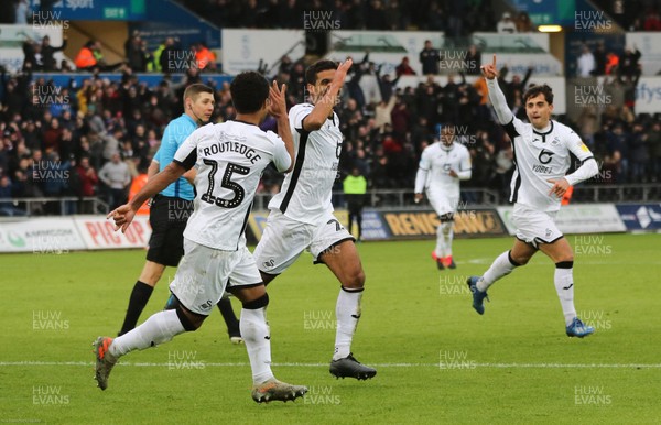 080220 - Swansea City v Derby County, Sky Bet Championship - Kyle Naughton of Swansea City celebrates after scoring Swansea's second goal