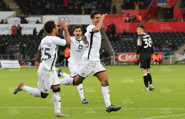 080220 - Swansea City v Derby County, Sky Bet Championship - Kyle Naughton of Swansea City celebrates after scoring Swansea's second goal