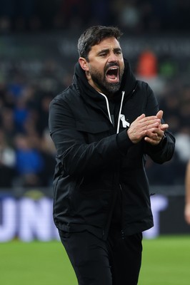 251125 - Swansea City v Derby County, EFL Sky Bet Championship - New Swansea City head coach Vítor Matos reacts during his first match in charge