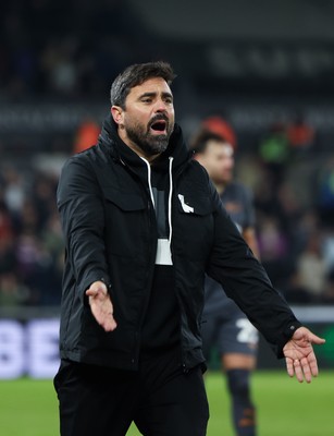 251125 - Swansea City v Derby County, EFL Sky Bet Championship - New Swansea City head coach Vítor Matos reacts during his first match in charge