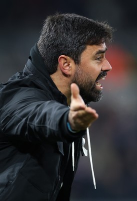251125 - Swansea City v Derby County, EFL Sky Bet Championship - New Swansea City head coach Vítor Matos reacts during his first match in charge
