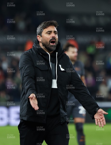 251125 - Swansea City v Derby County, EFL Sky Bet Championship - New Swansea City head coach Vítor Matos reacts during his first match in charge