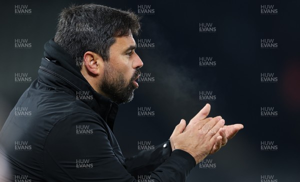 251125 - Swansea City v Derby County, EFL Sky Bet Championship - New Swansea City head coach Vítor Matos reacts during his first match in charge