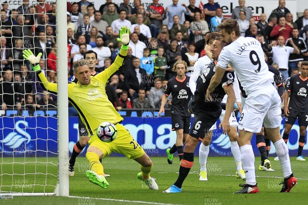 060517 - Swansea City v Everton, Premier League - Fernando Llorente of Swansea City (right) scores his side's first goal