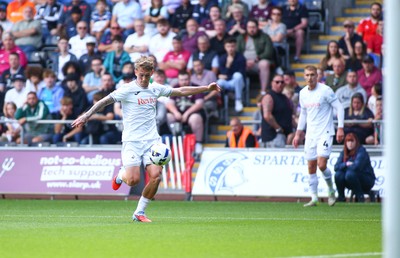020825 - Swansea City v FC Lorient - Preseason Friendly - Ethan Galbraith of Swansea City chases the ball into the penalty box
