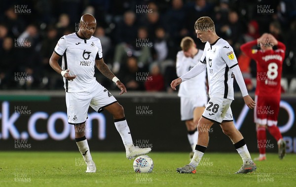 291119 - Swansea City v Fulham - SkyBet Championship - Dejected Andre Ayew and George Byers of Swansea City