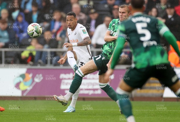 130824 - Swansea City v Gillingham - Carabao Cup - Ronald of Swansea City crosses the ball in