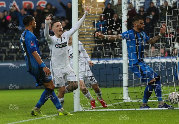260119 -  Swansea City v Gillingham, FA Cup Fourth Round - Barrie McKay of Swansea City celebrates after he scores Swansea's fourth goal