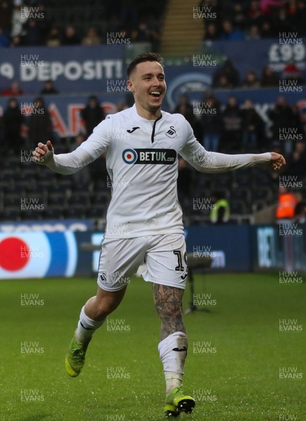 260119 -  Swansea City v Gillingham, FA Cup Fourth Round - Barrie McKay of Swansea City celebrates after he scores Swansea's fourth goal