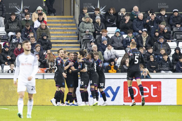 021223 - Swansea City v Huddersfield Town - Sky Bet Championship - Huddersfield celebrate scoring their first goal 