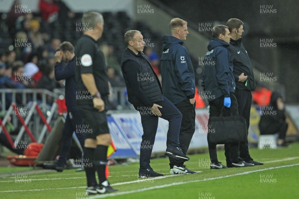 220220 - Swansea City v Huddersfield Town, Sky Bet Championship - Swansea City Manager Steve Cooper (2nd left) during the match