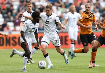 030819 - Swansea City v Hull City, Sky Bet Championship - George Byers of Swansea City looks to press forward