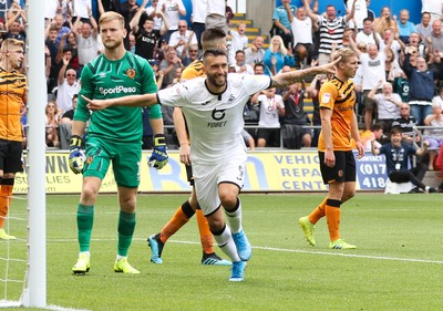 030819 - Swansea City v Hull City, Sky Bet Championship - Borja Baston of Swansea City celebrates after scoring goal