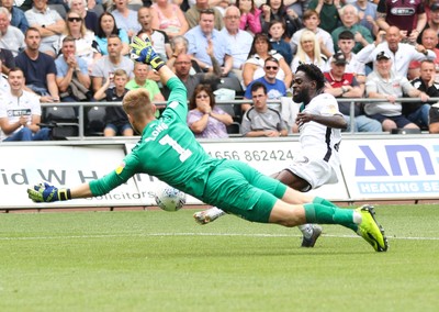 030819 - Swansea City v Hull City, Sky Bet Championship - Nathan Dyer of Swansea City sees Reece Burke of Hull City block his shot at goal