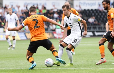 030819 - Swansea City v Hull City, Sky Bet Championship - Bersant Celina of Swansea City takes on Eric Lichaj of Hull City