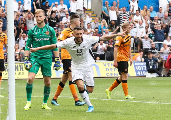 030819 - Swansea City v Hull City, Sky Bet Championship - Borja Baston of Swansea City celebrates after scoring goal