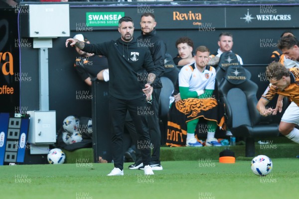 130925 - Swansea City v Hull City - Sky Bet Championship - Swansea City manager Alan Sheehan gestures on the touchline