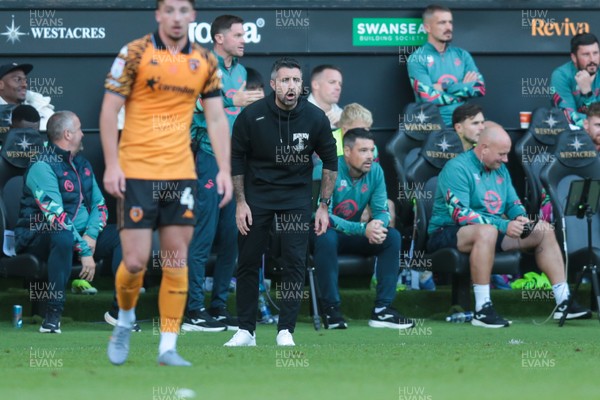 130925 - Swansea City v Hull City - Sky Bet Championship - Swansea City manager Alan Sheehan gestures on the touchline