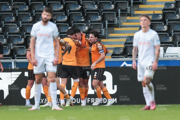 130925 - Swansea City v Hull City - Sky Bet Championship - John Egan of Hull City celebrates after scoring a goal