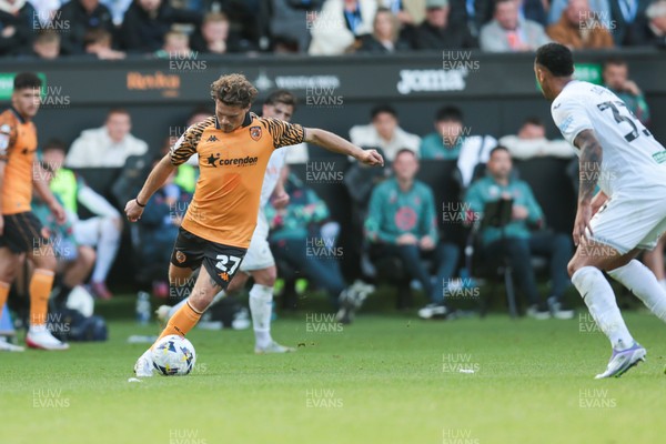 130925 - Swansea City v Hull City - Sky Bet Championship - Regan Slater of Hull City clears