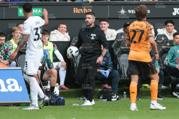 130925 - Swansea City v Hull City - Sky Bet Championship - Swansea City manager Alan Sheehan reacts on the touchline
