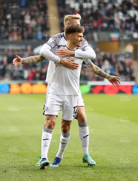 251123 - Swansea City v Hull City - SkyBet Championship - Jamie Paterson of Swansea City celebrates scoring a goal in the first half