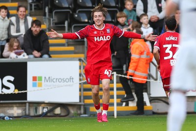 081125 - Swansea City v Ipswich Town, EFL Sky Bet Championship - Jack Clarke of Ipswich celebrates after scoring goal