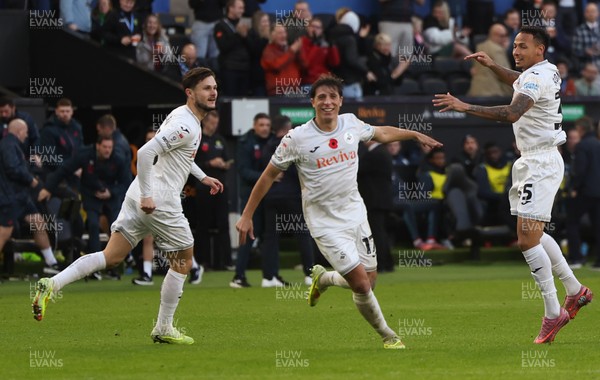 081125 - Swansea City v Ipswich Town, EFL Sky Bet Championship - Goncalo Franco of Swansea City celebrates after scoring goal