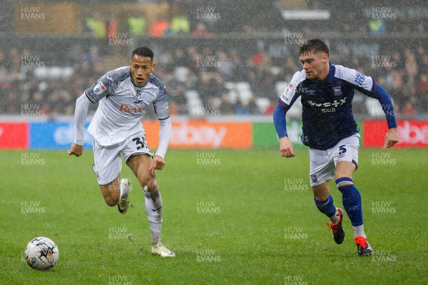 170224 - Swansea City v Ipswich Town - Sky Bet Championship - Ronald of Swansea City and Sam Morsy of Ipswich Town