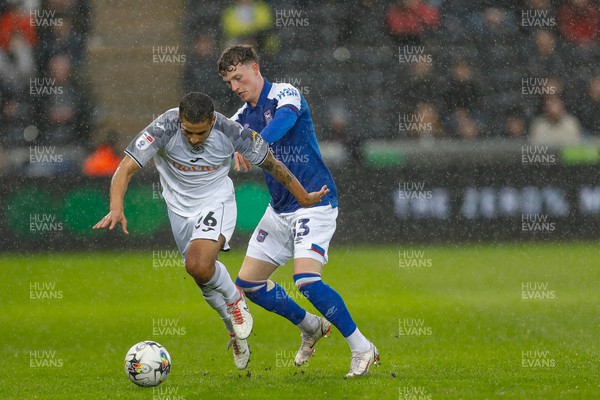 170224 - Swansea City v Ipswich Town - Sky Bet Championship - Kyle Naughton of Swansea City and Nathan Broadhead of Ipswich Town 