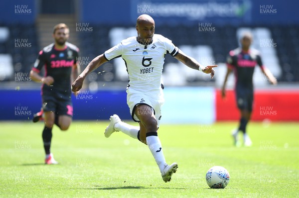 120720 - Swansea City v Leeds United - EFL SkyBet Championship - Andre Ayew of Swansea City gets into space