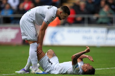 041025 - Swansea City v Leicester City - Sky Bet Championship - Ronald of Swansea City and Žan Vipotnik of Swansea City