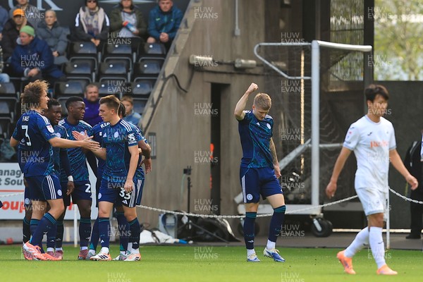 041025 - Swansea City v Leicester City - Sky Bet Championship - Jordan James of Leicester City celebrates after scoring