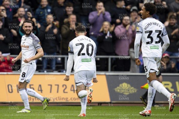 211023 - Swansea City v Leicester City - Sky Bet Championship - Matt Grimes of Swansea City celebrates scoring his sides first goal