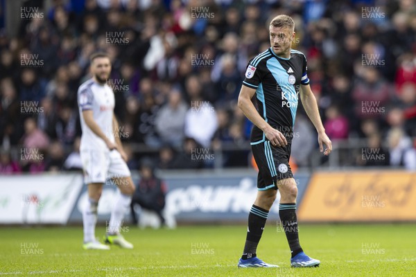 211023 - Swansea City v Leicester City - Sky Bet Championship - Jamie Vardy of Leicester City in action