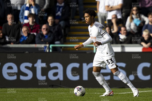 211023 - Swansea City v Leicester City - Sky Bet Championship - Bashir Humphrey of Swansea City in action