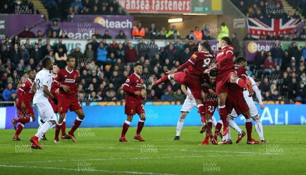 220118 - Swansea City v Liverpool - Premier League - Alfie Mawson of Swansea City scores a goal