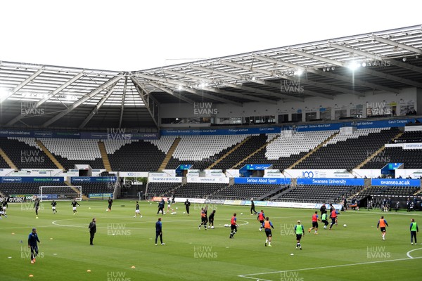 270620 - Swansea City v Luton - SkyBet Championship - A general view of teams warming up before kick off