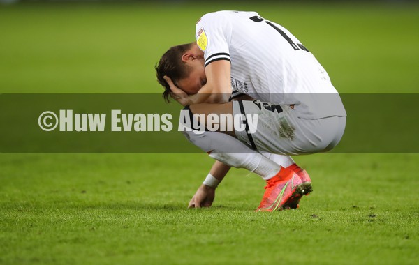 010222 - Swansea City v Luton Town, Sky Bet Championship - Hannes Wolf of Swansea City reacts at the end of the match