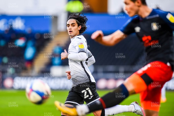 051220 - Swansea City v Luton Town - Sky Bet Championship - Yan Dhanda of Swansea City chases the ball 