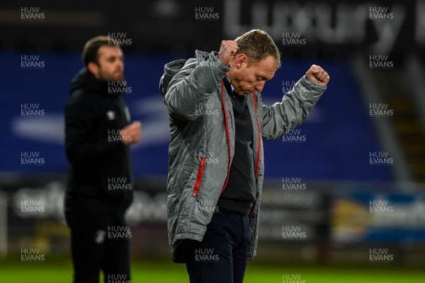 051220 - Swansea City v Luton Town - Sky Bet Championship - Swansea Manager, Steve Cooper celebrates the second goal 
