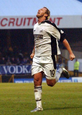 3-02-04 Swansea City v Macclesfield Town Swansea's Lee Trundle celebrates his second  