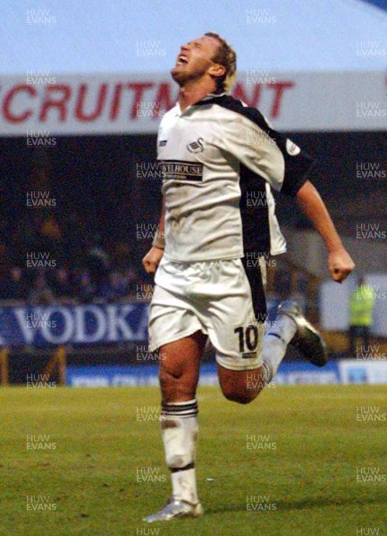 3-02-04 Swansea City v Macclesfield Town Swansea's Lee Trundle celebrates his second  