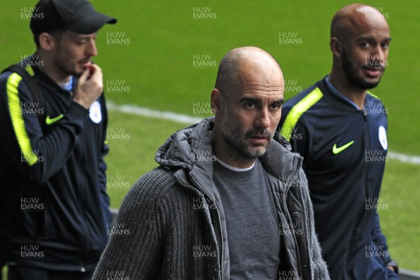 160319 - Swansea City v Manchester City, FA Cup Sixth Round - Manchester City Manager Pep Guardiola arrives at Liberty Stadium