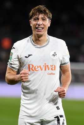 291025 - Swansea City v Manchester City - Carabao Cup Round 4 - Goncalo Franco of Swansea City celebrates scoring a goal